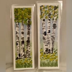 Original Birch Tree Art Bookmarks Laminated Size 7.5”x2.5”